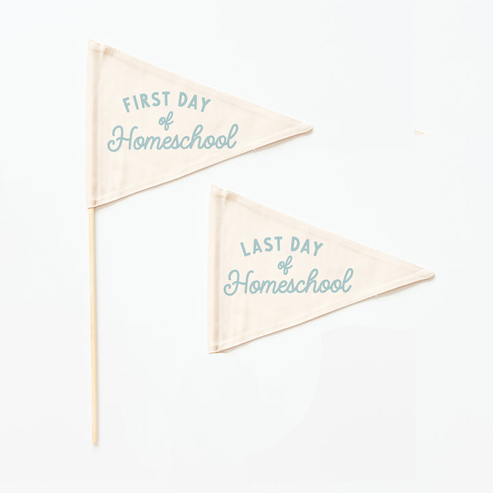 First & Last Day of Homeschool Flags {Blue}