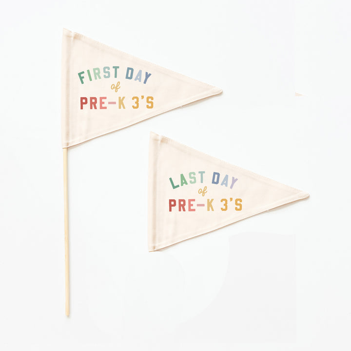 First & Last Day of School Flag Sets: Choose Your Grade (Preschool → 12th) {Rainbow}