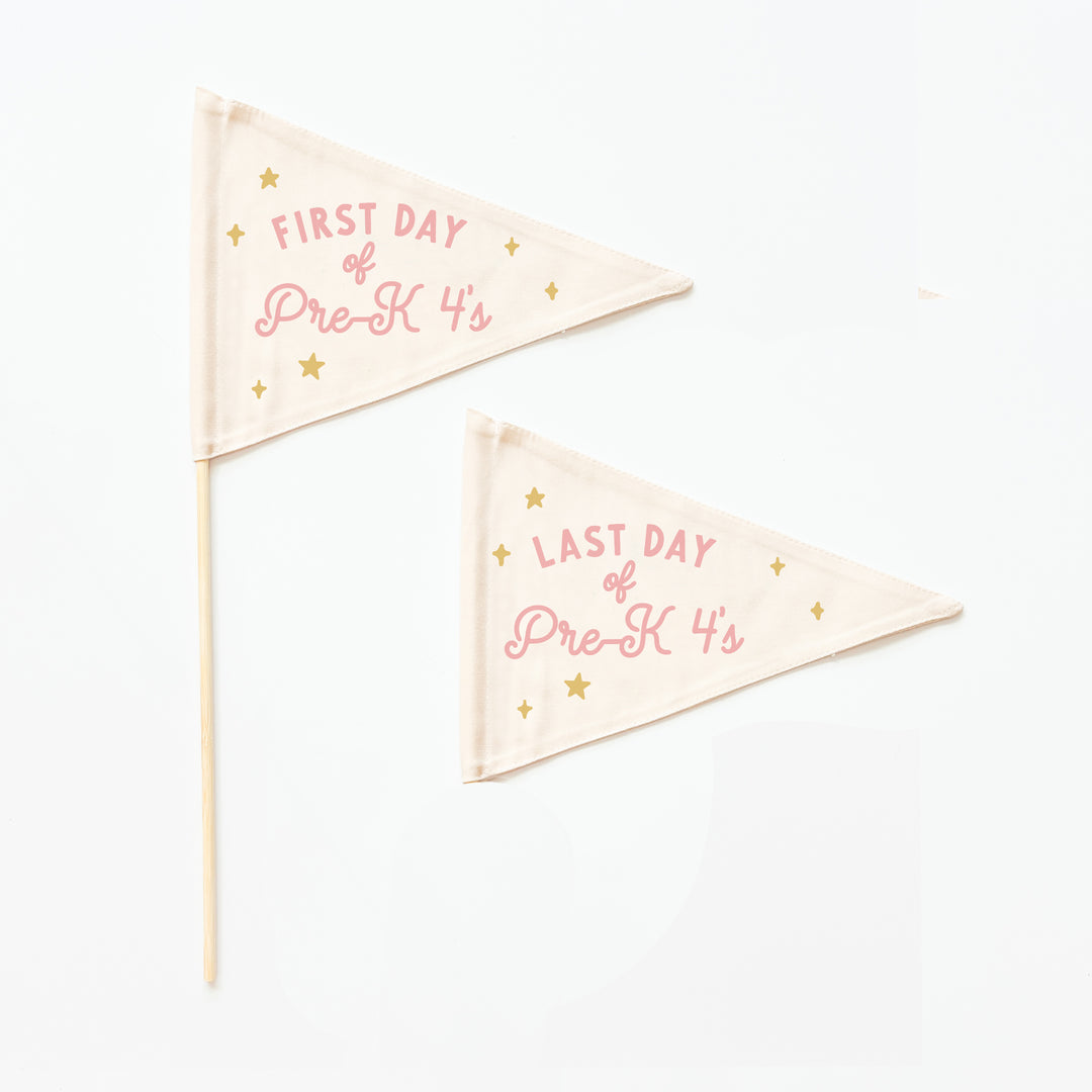 First & Last Day of School Flag Sets: Choose Your Grade (Preschool → 12th) {Pink}