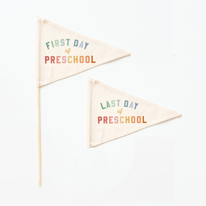 First & Last Day of Preschool Flags {Rainbow}