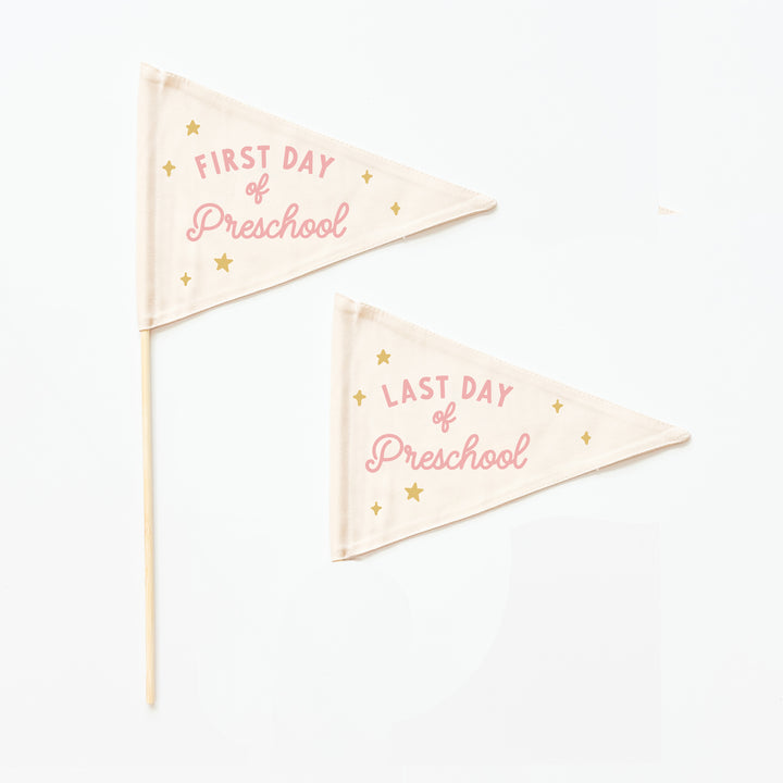 First & Last Day of Preschool Flags {Pink}