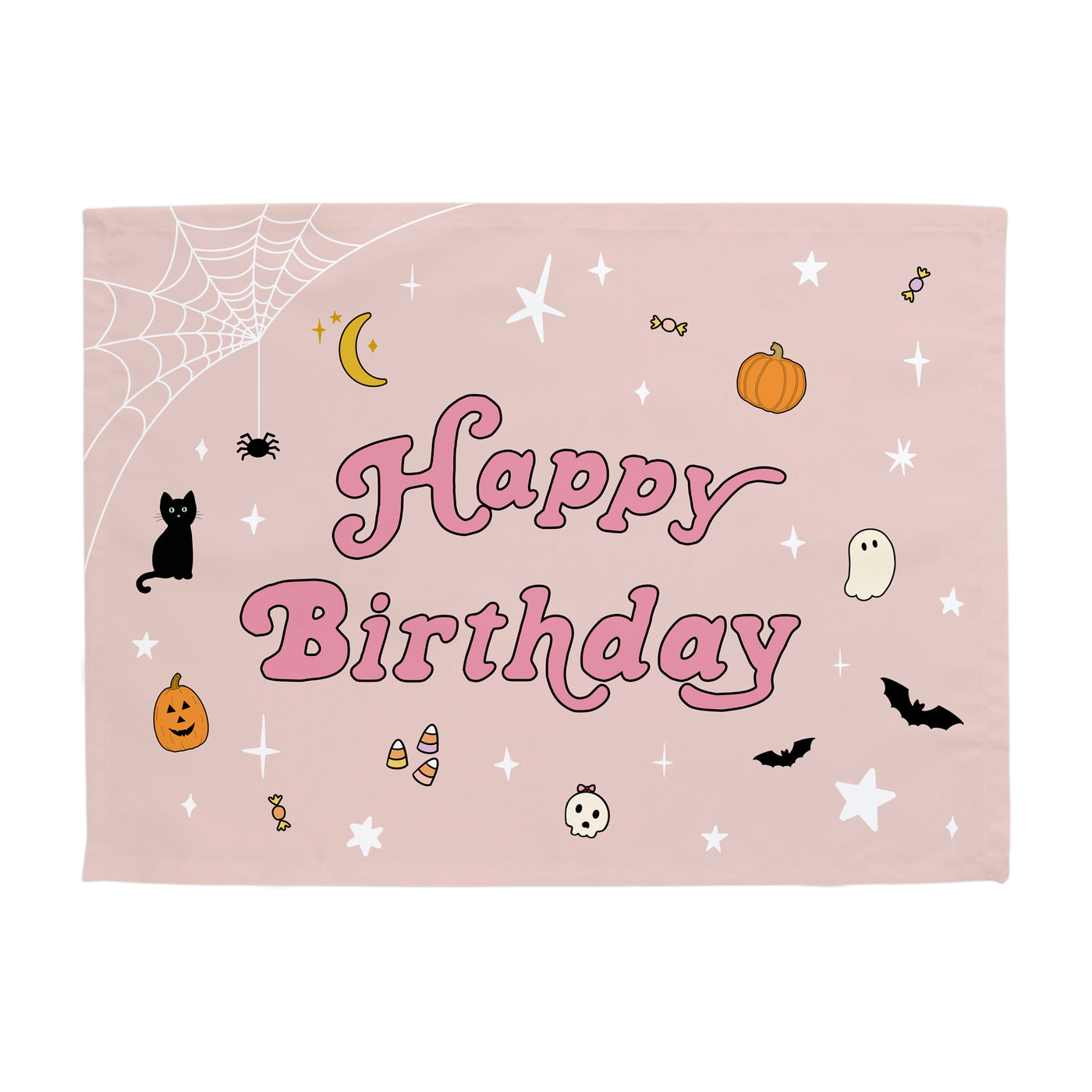 {Pink} Halloween Happy Birthday Banner