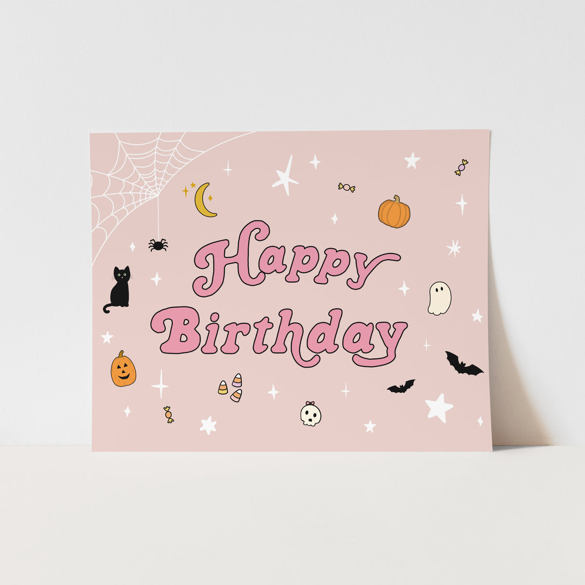 {Pink} Halloween Happy Birthday Art Print