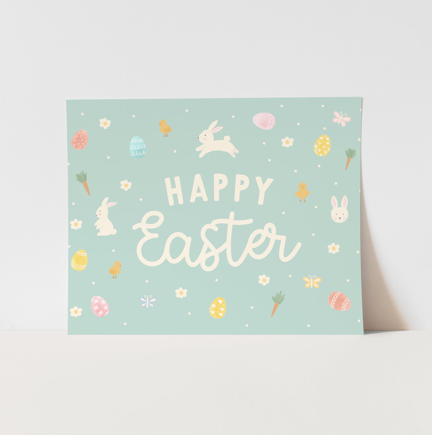 {Blue} Happy Easter Art Print