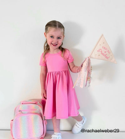 {Pink} First Day Individual School Flags - Ready to Ship