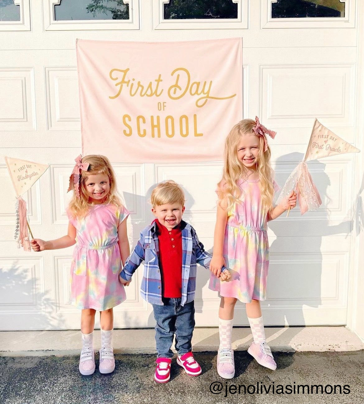 {Pink & Gold} First Day of School Banner