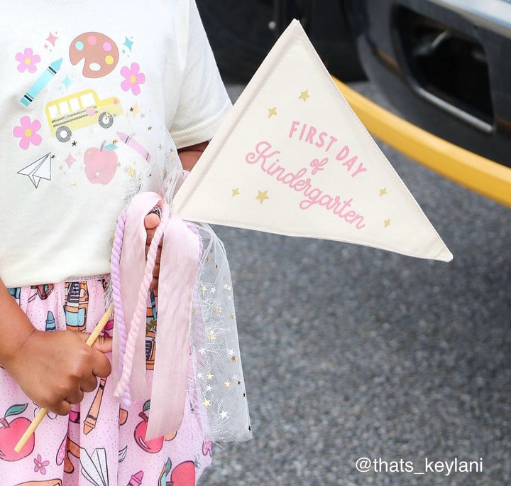 {Pink} First Day Individual School Flags