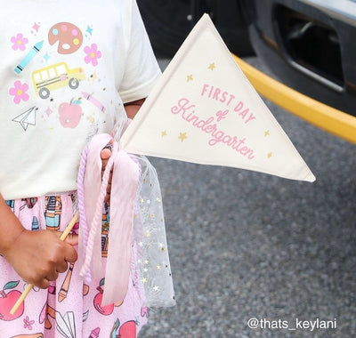 {Pink} First Day Individual School Flags - Ready to Ship