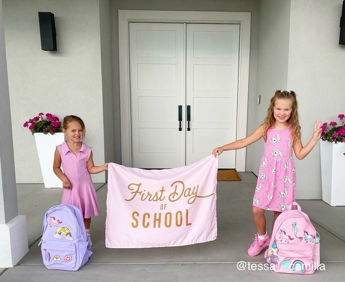 {Pink & Gold} First Day of School Banner