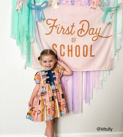 {Pink & Gold} First Day of School Banner