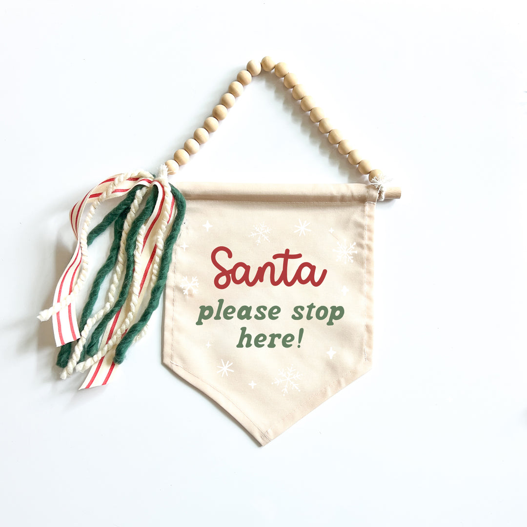PRE-ORDER: Santa Please Stop Here Hang Sign