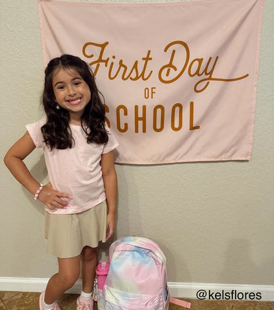 {Pink & Gold} First Day of School Banner