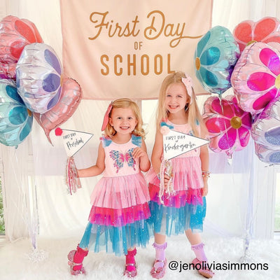 {Pink & Gold} First Day of School Banner