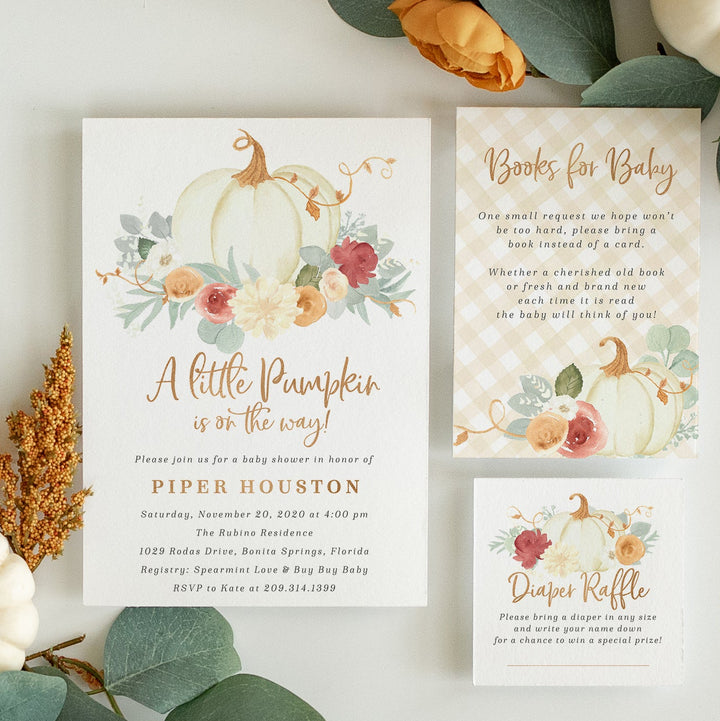 Ivory Fall Pumpkin Baby Shower Invitation