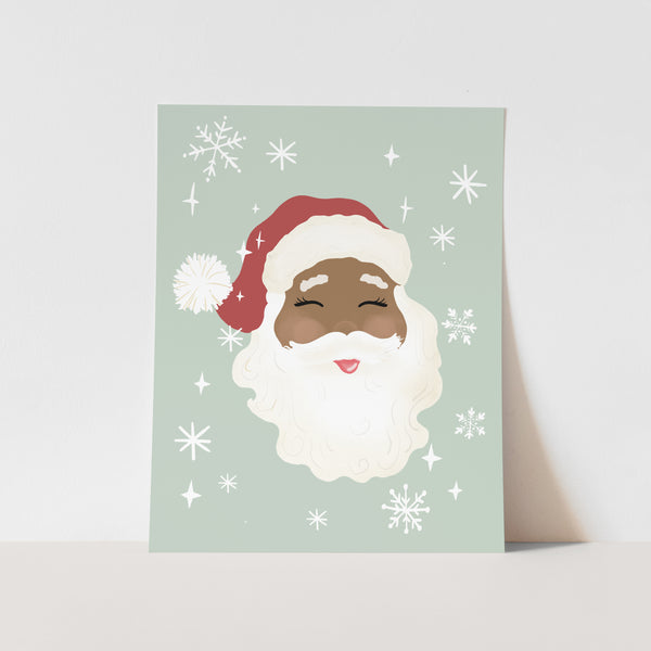 {Blue} Santa Art Print