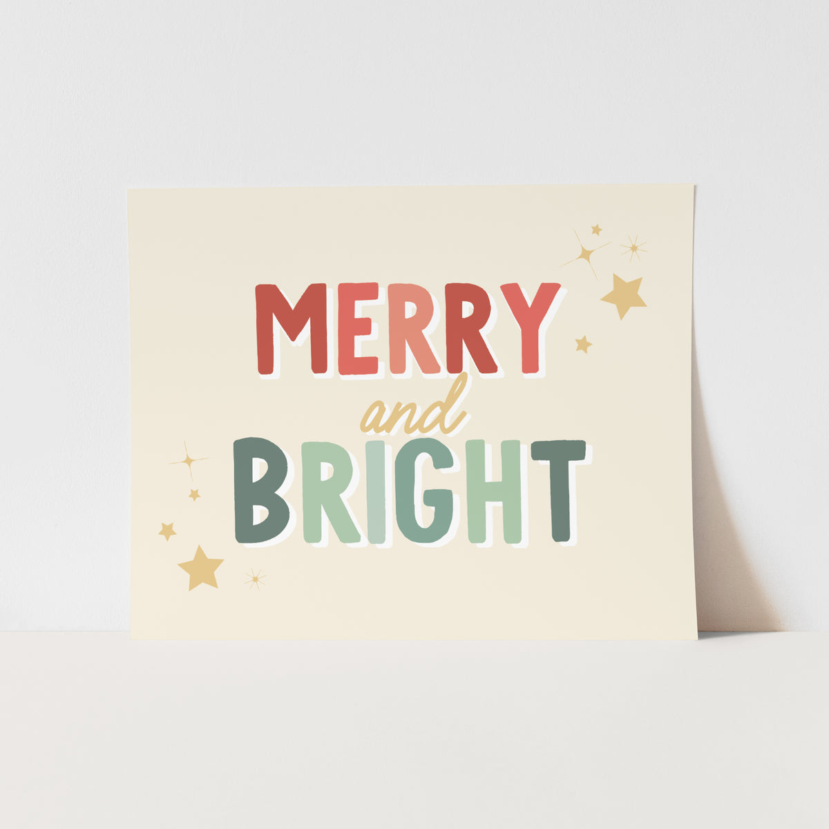 {Red & Green} Merry and Bright Art Print