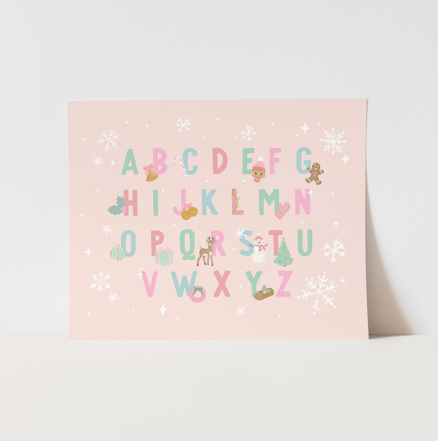 Art Print: {Pink} Christmas Alphabet