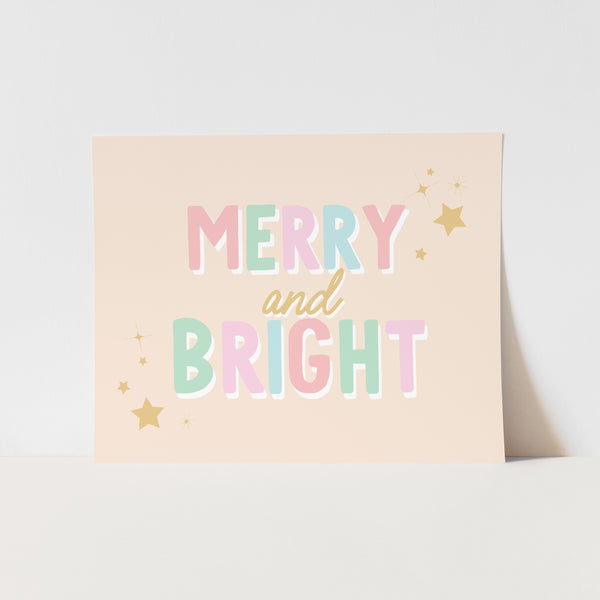 {Pink & Blue} Merry and Bright Art Print