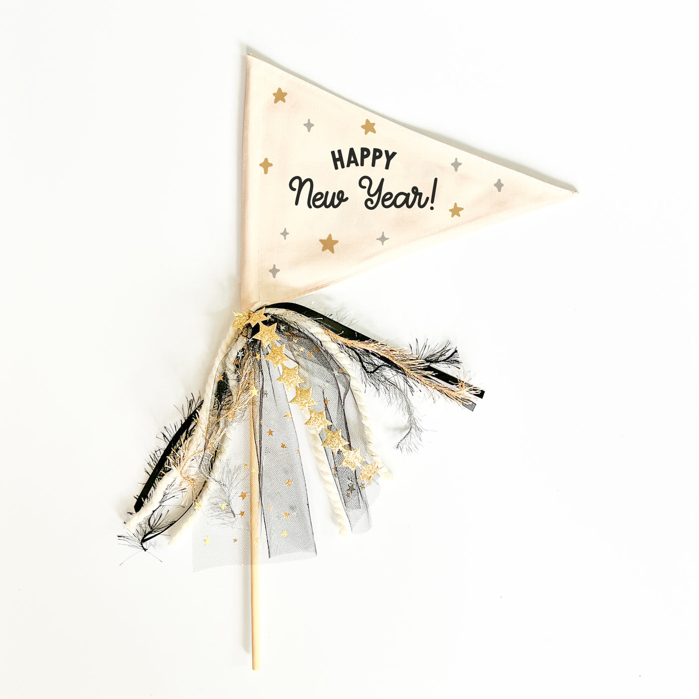 {Gold & Silver} Happy New Year Flag