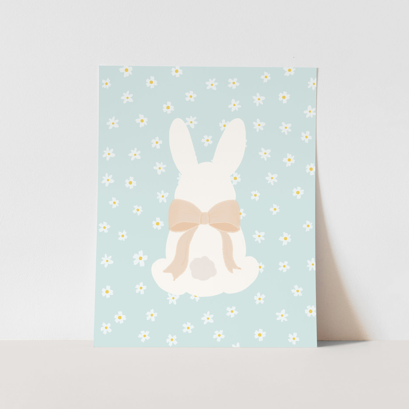 {Neutral Bow} Bunny Art Print