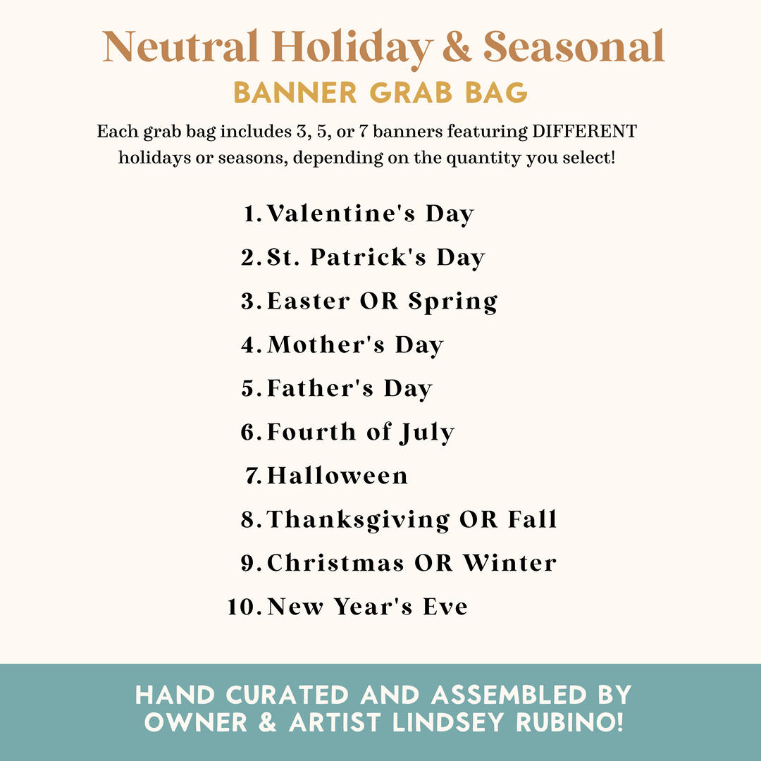 Neutral Holiday & Seasonal Grab Bags: BANNERS