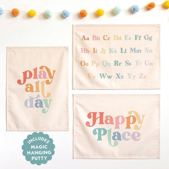 Playroom Banner Bundle {Rainbow, Vertical Play All Day}