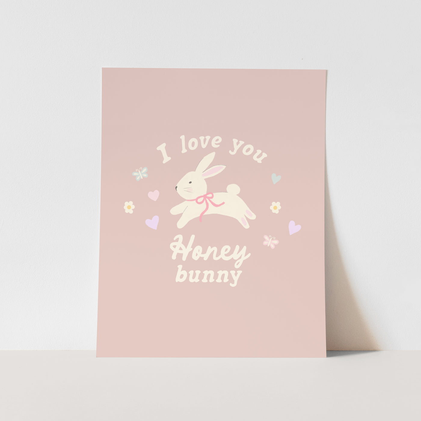 {Pink} I Love You Honey Bunny Art Print