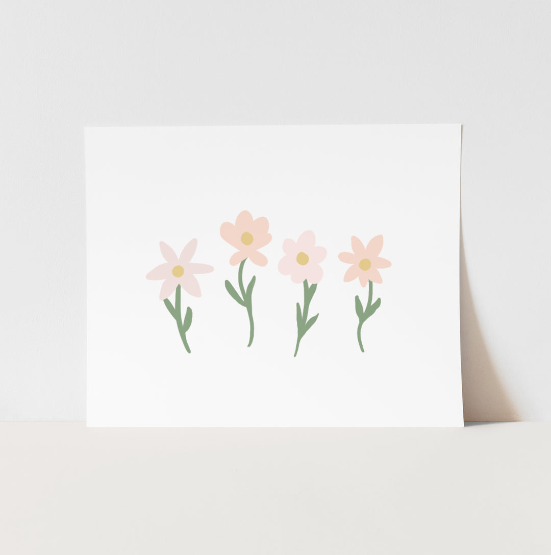 {White} Pink Flowers Art Print