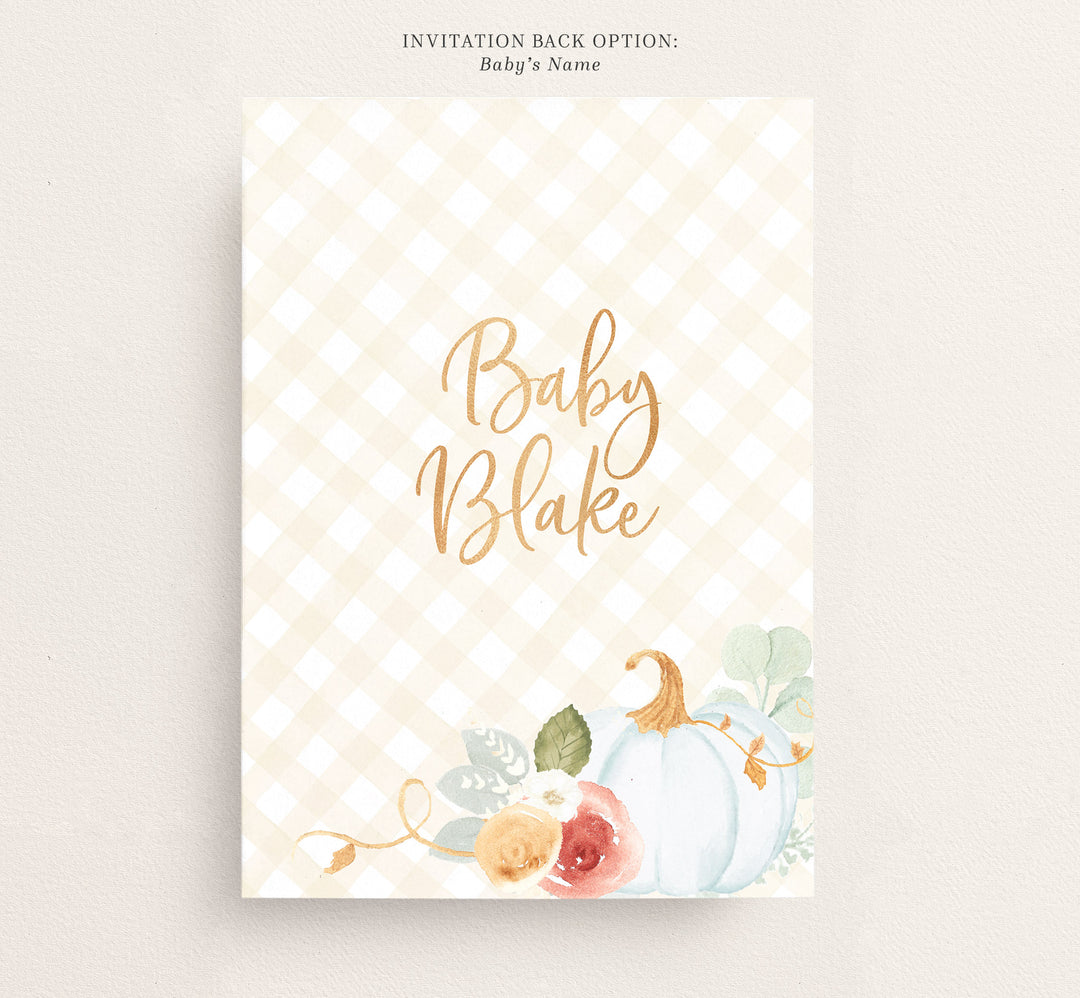 Blue Pumpkin Baby Shower Invitation