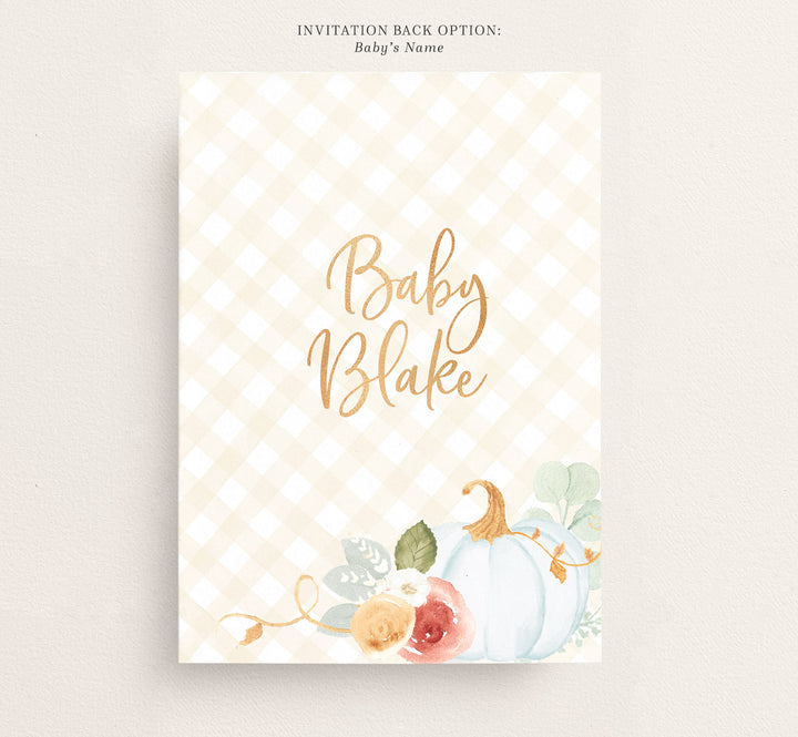 Blue Pumpkin Baby Shower Invitation