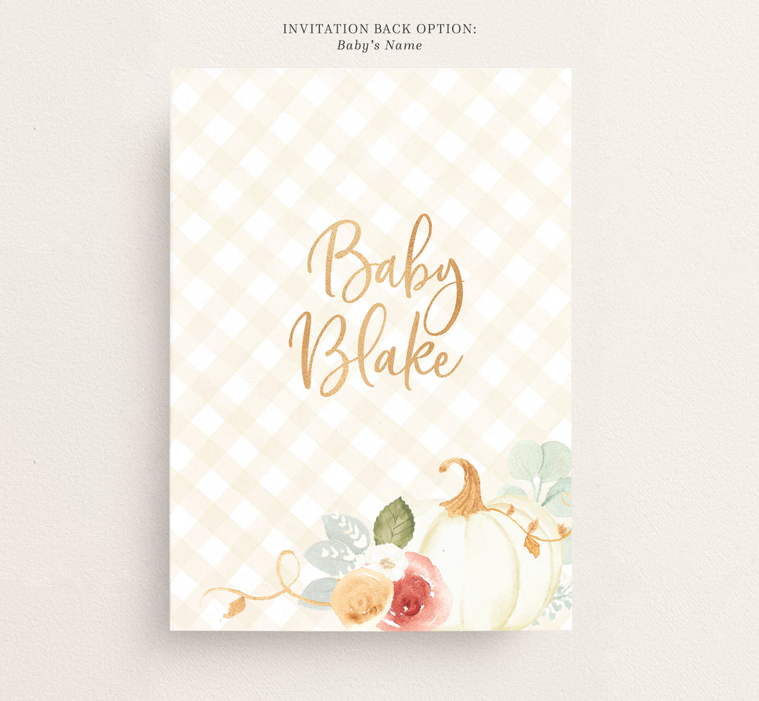 Ivory Fall Pumpkin Baby Shower Invitation