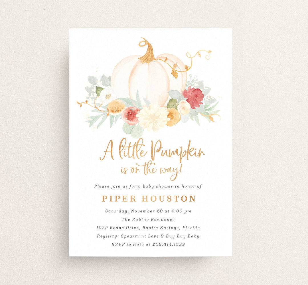 Pink Pumpkin Baby Shower Invitation