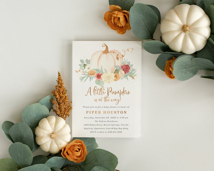 Pink Pumpkin Baby Shower Invitation