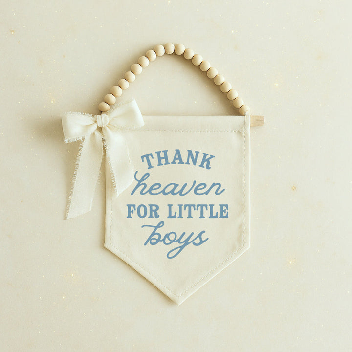 Thank Heaven for Little Boys Hang Sign With Removable Bow
