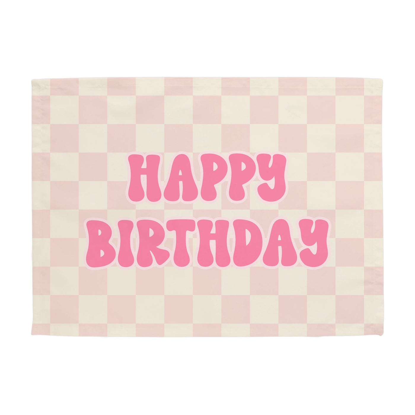 {Hot Pink & Pink Check} Happy Birthday Banner