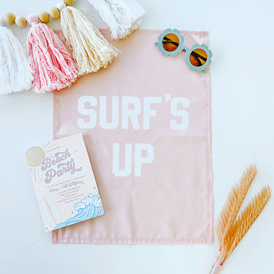 {Pink + White} Surf's Up Banner