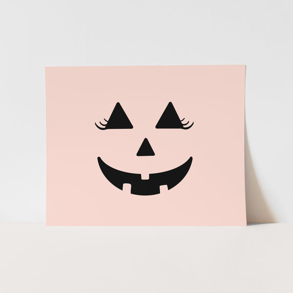 {Pink} Pumpkin Face Art Print