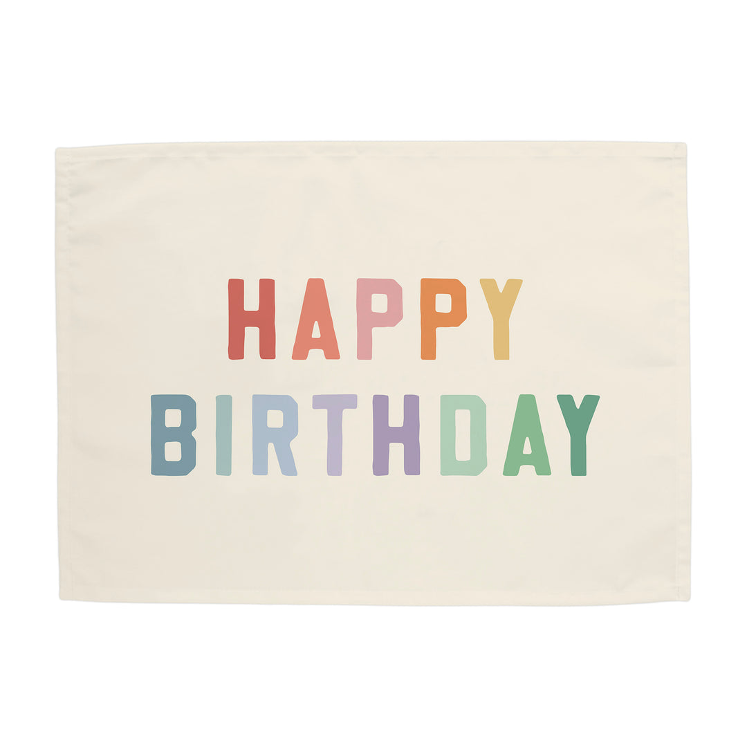 HUIHUANG Rainbow Burlap 'Happy Birthday' Banner - 6.5ft Long, 15 Flags, Party Decorations