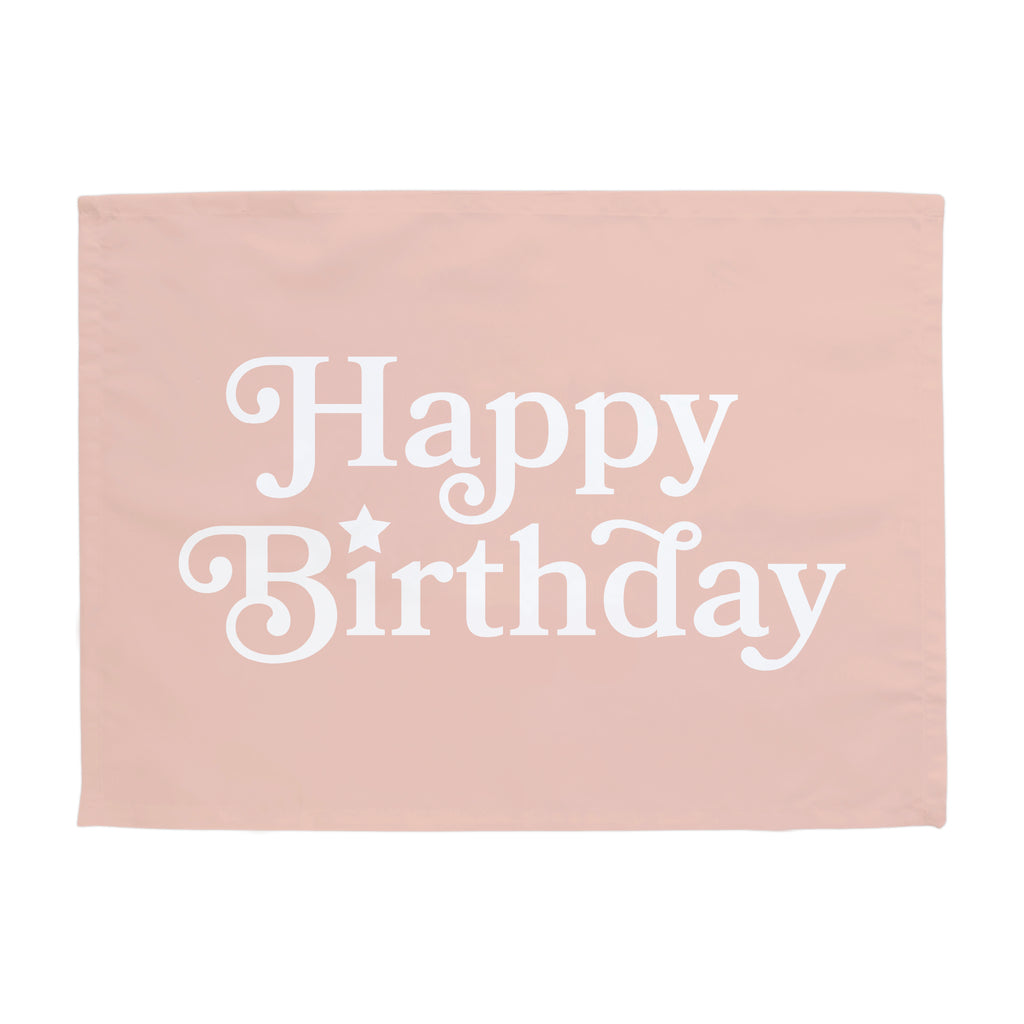 Happy Birthday {Pink & White} Banner